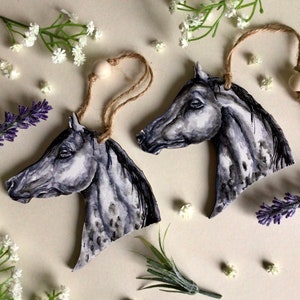 Hand painted wooden Horse decoration. Christmas tree decoration. Lovely hanging wood ornament gift.