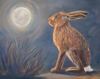 Hare and Moon giclee print