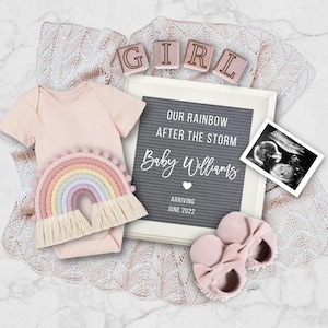 Rainbow Baby Announcement Digital, Girl Pregnancy Announcement