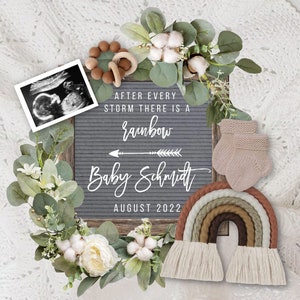 Digital Rainbow Baby Announcement, Gender Neutral Pregnancy Announcement Digital for Social Media