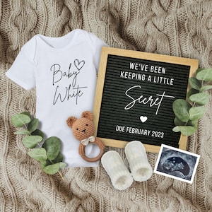 Secret Pregnancy Announcement Digital, Beige Neutral Baby Reveal, Social Media Pregnancy Reveal Template, Little Secret, Pregnancy Flat Lay