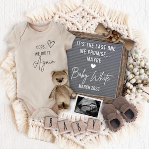 Oops We Did It Again Pregnancy Announcement, Boho Baby #2 #3 #4 Reveal, Social Media Pregnancy Reveal Template, Pregnancy Flat Lay