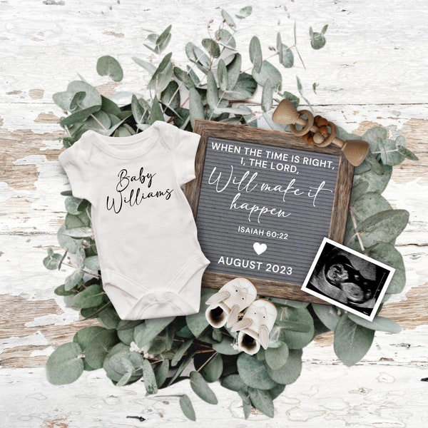 Isaiah 60:22 Easter Baby Reveal, Christian Easter Pregnancy Announcement Digital, Neutral Easter Blessings Pregnancy Announcement Template