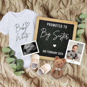 Minimalist Digital Pregnancy Announcement, Baby Announcement, Reveal Pregnancy, Promoted to Big Sister announcement, Pregnancy Flat Lay
