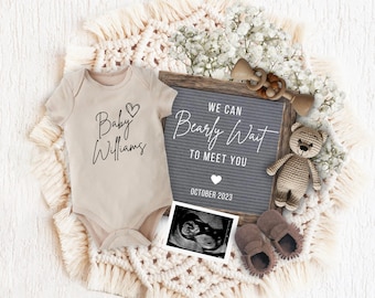 Bear Pregnancy Announcement, Boho Social Media Reveal (Digital)