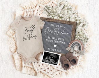 Rainbow Baby Pregnancy Announcement, Boho Social Media Reveal (Digital)