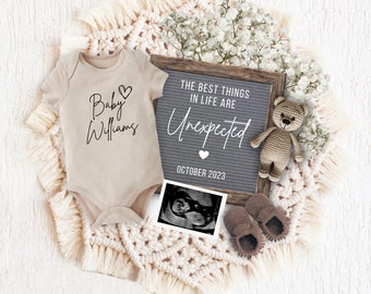 Unexpected Pregnancy Announcement Digital, Editable Minimalist Pregnancy Reveal, Best Things Unexpected Baby Reveal, Pregnancy Flat Lay