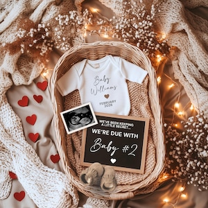 Second Baby Announcement February 2026, Pregnancy Announcement Template, February Gender Neutral Baby Reveal, February 2026 Baby Reveal
