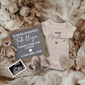 Boho Anuncio de Embarazo, Pregnancy Announcement SPANISH, Baby Announcement Social Media, Neutral Pregnancy Reveal, Baby Reveal Template