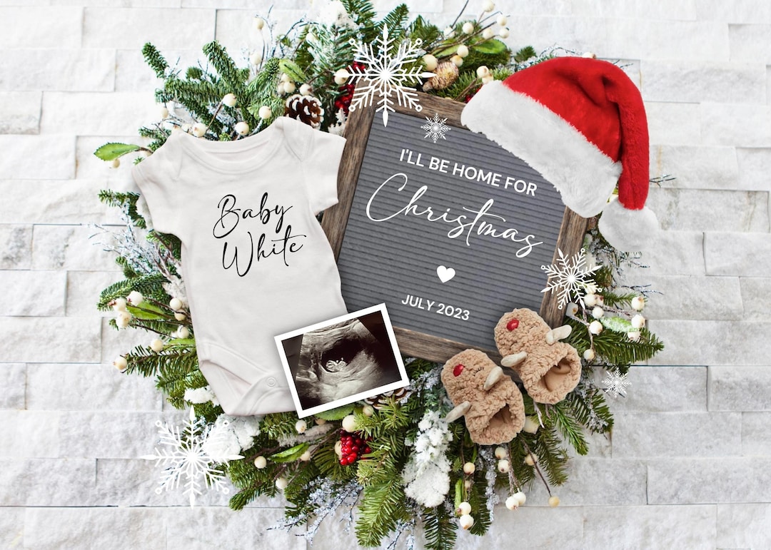I'll Be Home for Christmas Pregnancy Announcement Digital, Santa Baby