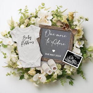 Spring One more to Adore Pregnancy Announcement Digital, Editable Boho Pregnancy Reveal, Second Third Baby Reveal, Gender Neutral