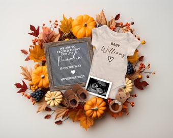 Fall Unexpected Pregnancy Announcement  Digital, Thanksgiving Baby Reveal, Autumn Baby Announcement, Pregnancy Reveal, Fall Baby Reveal