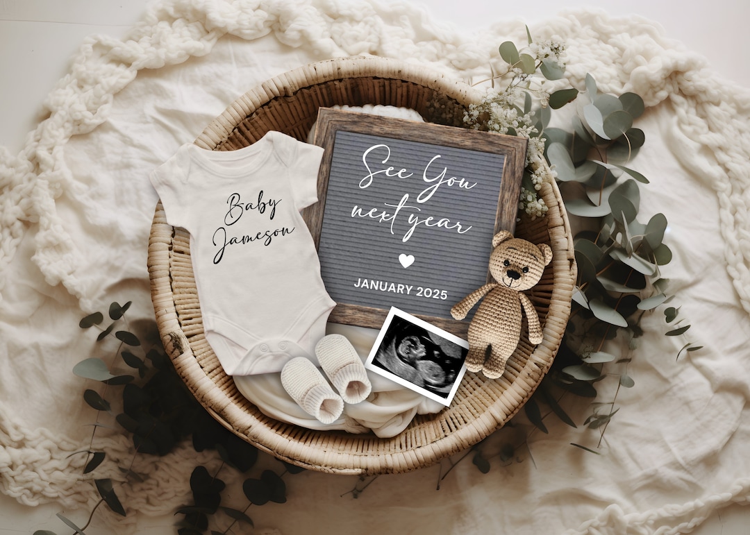 2025 New Year Baby Announcement, New Year Digital Pregnancy Reveal, New Year New Baby Social