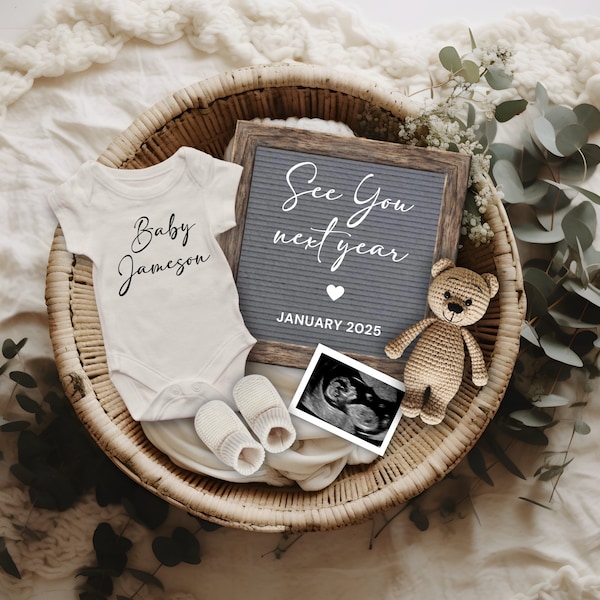 2025 New Year Baby Announcement, New Year Digital Pregnancy Reveal, New Year New Baby Social Media Pregnancy Reveal, January 2025 New Baby