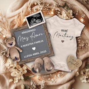 Pregnancy Announcement Digital SPANISH, Anuncio de Embarazo, Baby Reveal Social Media Template, Añadiendo Más Amor a Nuestra Familia,