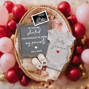 Valentines Day Surprise Pregnancy Announcement Digital, Funny Baby Reveal Template, If you&#39;re shocked, Editable Baby Reveal Template