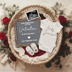 Valentines Day Pregnancy Announcement Digital Template, February Baby Reveal, Social Media Baby Announcement, Love is in the Air