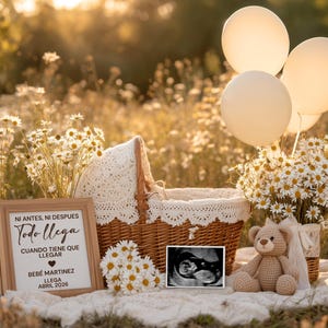 Anuncio de Embarazo, Pregnancy Announcement SPANISH, Summer Baby Announcement Template, La mejor sorpresa llega, Neutral Pregnancy Reveal