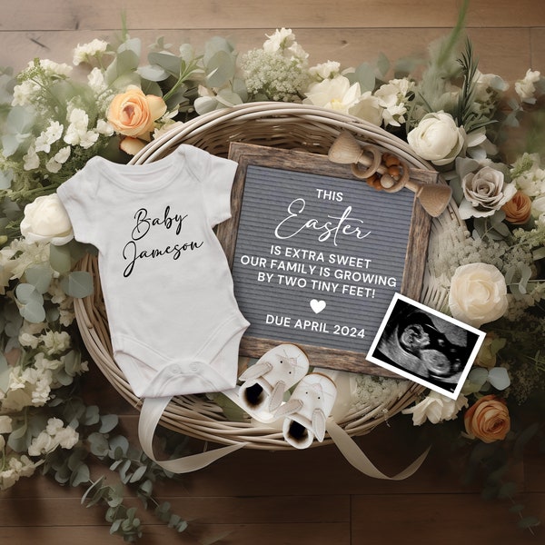 Easter Pregnancy Announcement Digital, Our family is growing, Spring Baby Reveal Social Media, Boho Bunny Pregnancy Announcement