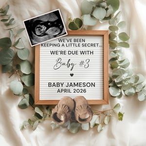 Third Baby Announcement, Pregnancy Announcement Digital, Gender Neutral, Editable Pregnancy Reveal Template, Baby Number 3, Baby Reveal