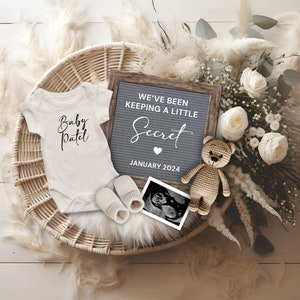Little Secret Pregnancy Announcement Digital, Editable Baby Reveal, Social Media Pregnancy Reveal Template, We have been keeping a secret