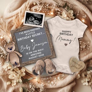 Annuncio di compleanno digitale, Annuncio di gravidanza boho, Il miglior regalo di sempre per la rivelazione del bambino, Buon compleanno per la rivelazione del bambino, Beige Gender Neutral