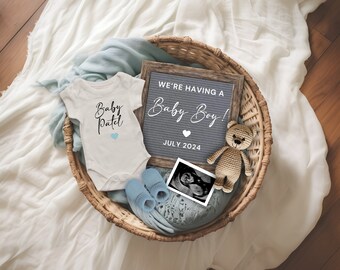 Boy Pregnancy Announcement, Social Media Gender Reveal (Digital)