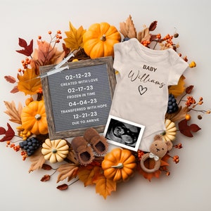 Thanksgiving Fall IVF Pregnancy Announcement, IUI Pregnancy Announcement, Baby Reveal Template for Social Media, Journey to Baby Reveal