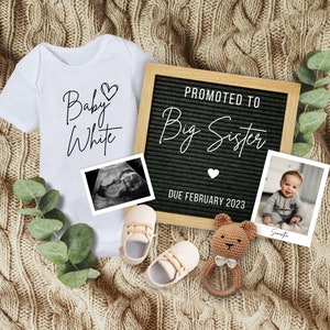 Minimalist Digital Pregnancy Announcement, Baby Announcement, Reveal Pregnancy, Promoted to Big Sister announcement, Pregnancy Flat Lay