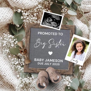 Pregnancy Announcement Digital, Baby Announcement, Reveal Pregnancy, Promoted to Big Sister announcement, Minimalist Pregnancy Flat Lay