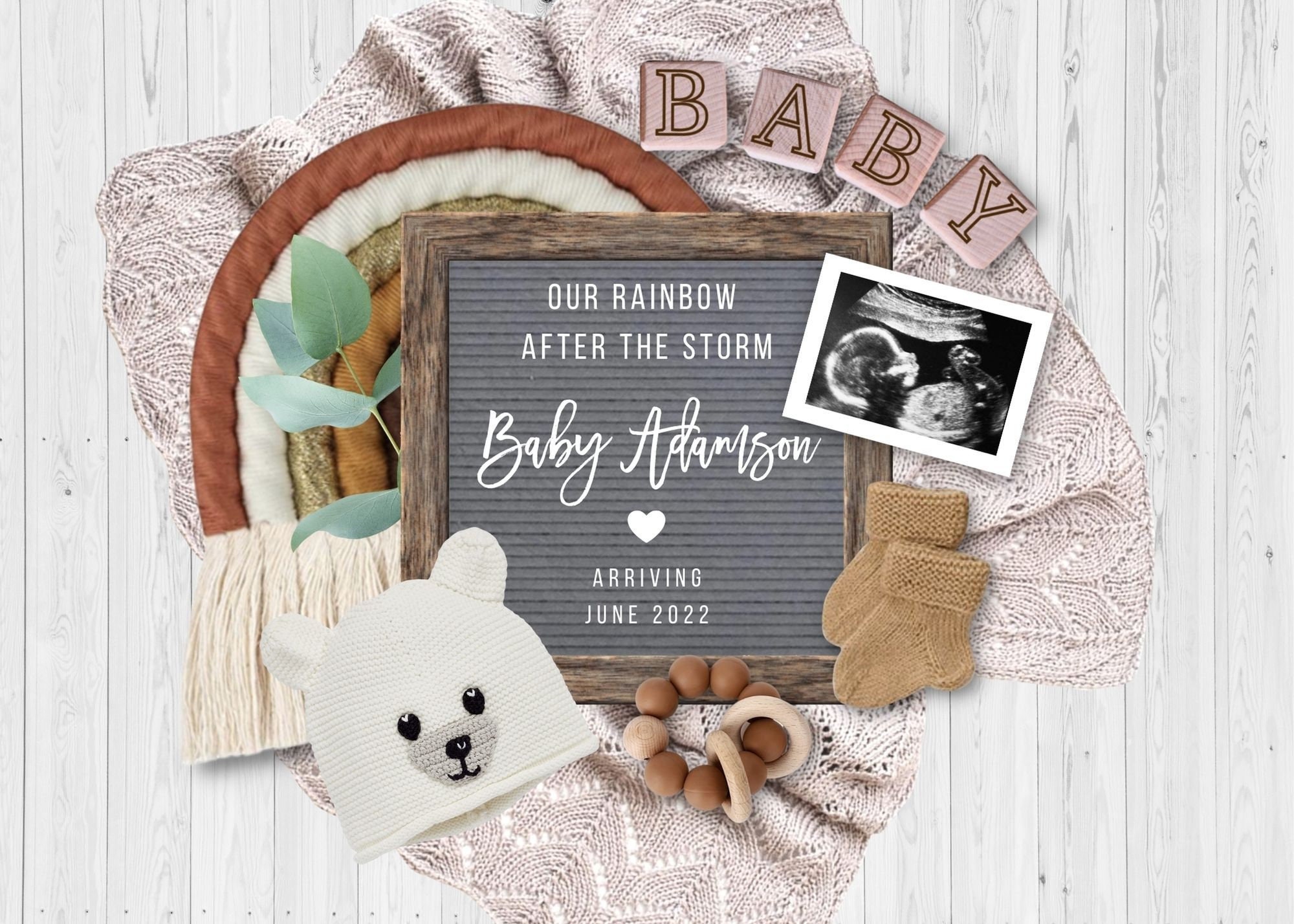 rainbow-baby-announcement-gender-neutral-pregnancy-announcement-digital-for-social-media-etsy