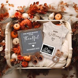 Thanksgiving Pregnancy Announcement Digital, Fall Pumpkin Baby Reveal, Autumn Baby Announcement, Pregnancy Reveal, Reason to Be Thankful