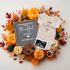 Thanksgiving Pregnancy Announcement  Digital, Falll Baby Reveal, Autumn Baby Announcement, Pregnancy Reveal, Reason to be Thankful