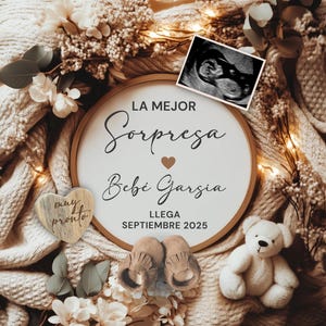 Anuncio de Embarazo, Boho Pregnancy Announcement SPANISH, Baby Announcement, La mejor sorpresa, Boho Gender Neutral Baby Reveal