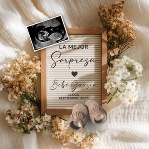Anuncio de Embarazo, Pregnancy Announcement SPANISH, Baby Announcement Template, La mejor sorpresa llega, Neutral Baby Reveal