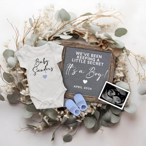 Digital Pregnancy Announcement, It&#39;s a Boy Gender Reveal for Social Media, Minimalist  Baby Boy Reveal, We&#39;ve Been Keeping a Secret