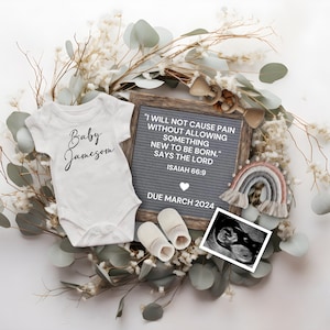 Isaiah 66:9 Baby Pregnancy Announcement, Editable Handpicked by Heaven Social Media Pregnancy Template, Christian Baby Reveal, Religious