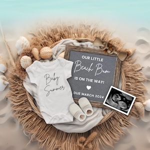 Beach Bum Pregnancy Announcement, Digital Summer Baby Announcement, Ocean Baby Reveal, Gender Neutral Baby Reveal