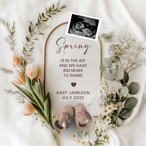 Spring Pregnancy Announcement  Digital, Flower Baby Reveal, Easter Baby Announcement, Pregnancy Reveal, Big News to Share