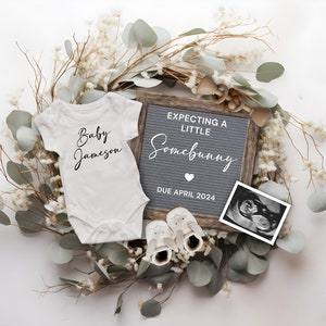 Easter Pregnancy Announcement Digital, Somebunny is on the way, Spring Baby Reveal Social Media, Boho Bunny Pregnancy Announcement