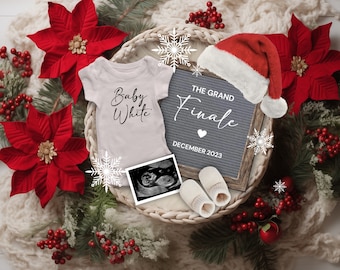 Christmas Last Baby Pregnancy Announcement Digital, Editable The Grand Finale Baby Announcement, Pregnancy Reveal, Gender Neutral