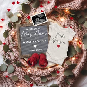 Anuncio de Embarazo, Valentine Pregnancy Announcement SPANISH, Baby Reveal Social Media Template, Añadiendo Más Amor a Nuestra Familia