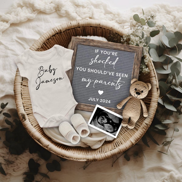 Surprise Pregnancy Announcement Digital, Funny Baby Reveal Template, If you're shocked, Editable Baby Reveal Template, Pregnancy Due date