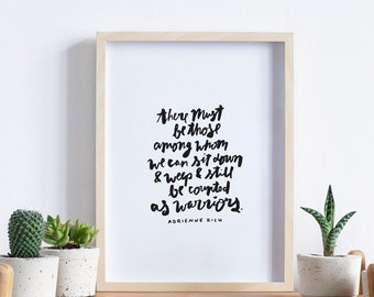 Warrior Print – hand lettered, brush lettering, affirmation quote