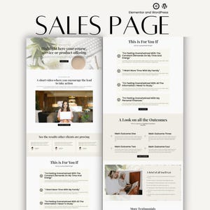 Elementor Sales Page Template | Coaches, Course Creators, Digital Products, Workshops, and Membership