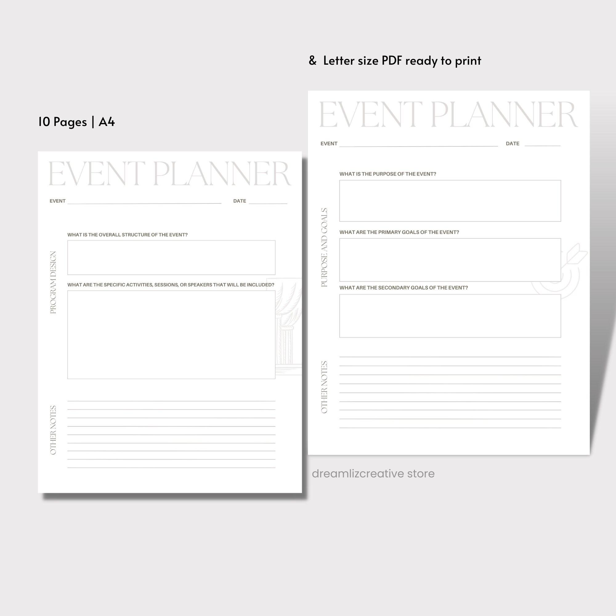 Event Planner Printable A4 and Letter Size Template Editable - Etsy