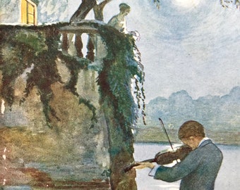 Original illustration art postcard printing on paper wall art Play for success Illustrated STORK poster poster print Violin Music