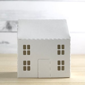 Troqueles de casas de papel hechos de cartulina vintage, juego de 3, vienen empaquetados desmontados. Crea casas embrujadas, adornos o un pueblo navideño.
