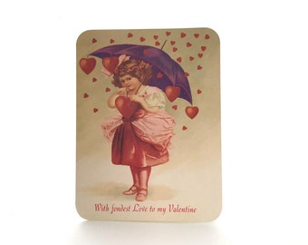 Vintage Valentine by Current, a nostalgic 1990s Victoriana card, blank inside, comes with handmade envelope made from vintage paper.