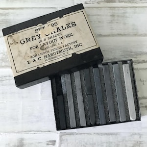 Vintage Koh-I-Noor Set 095 Grey Chalks from the 1950s to 1960s, Made in USA, set of 8, perfect for value studies. Most are very lightly used
